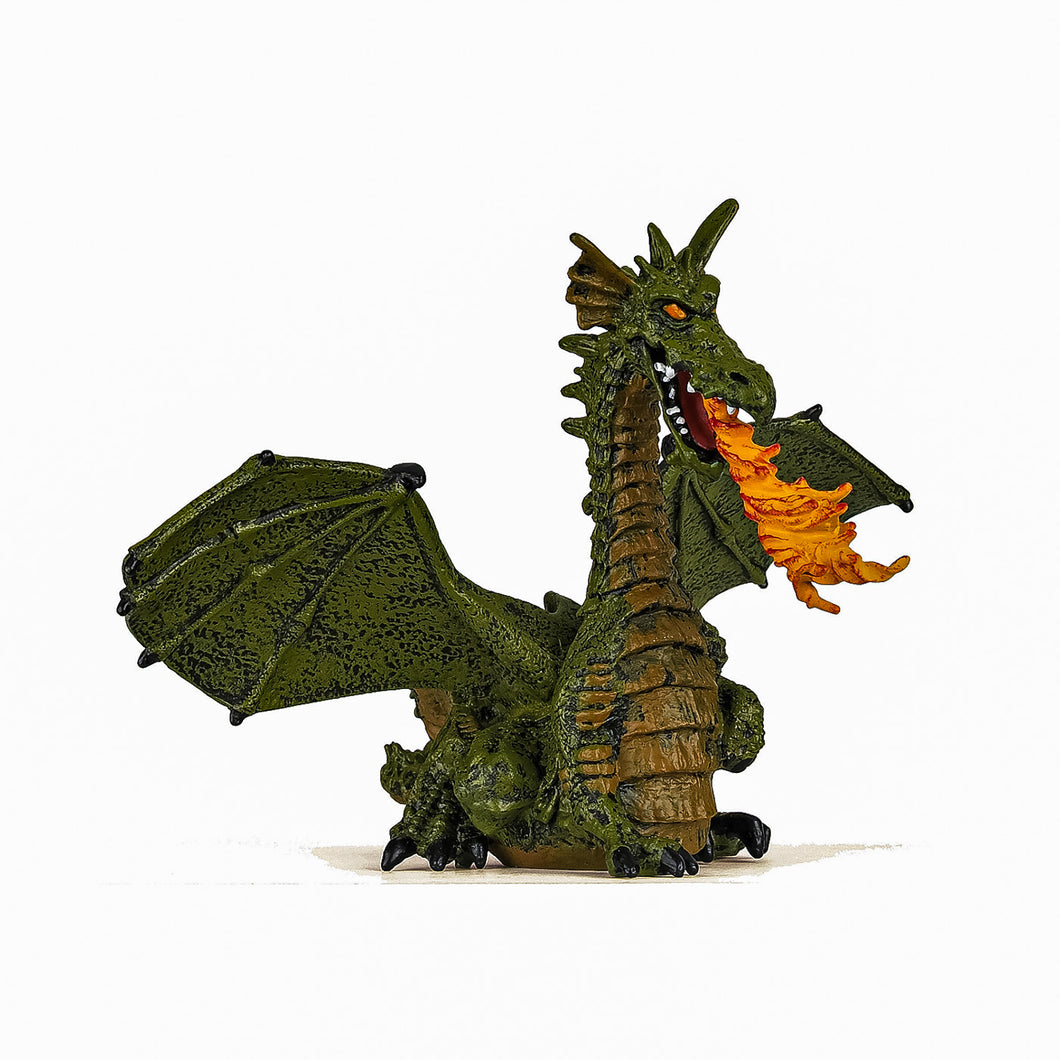 Papo Personaje de Basm Figurina Dragon Verde Inaripat cu Flacara
