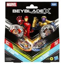 Încarcă imaginea în Galerie, Beyblade X Marvel Set Duo Iron Man 4-80B si Thanos 4-60P
