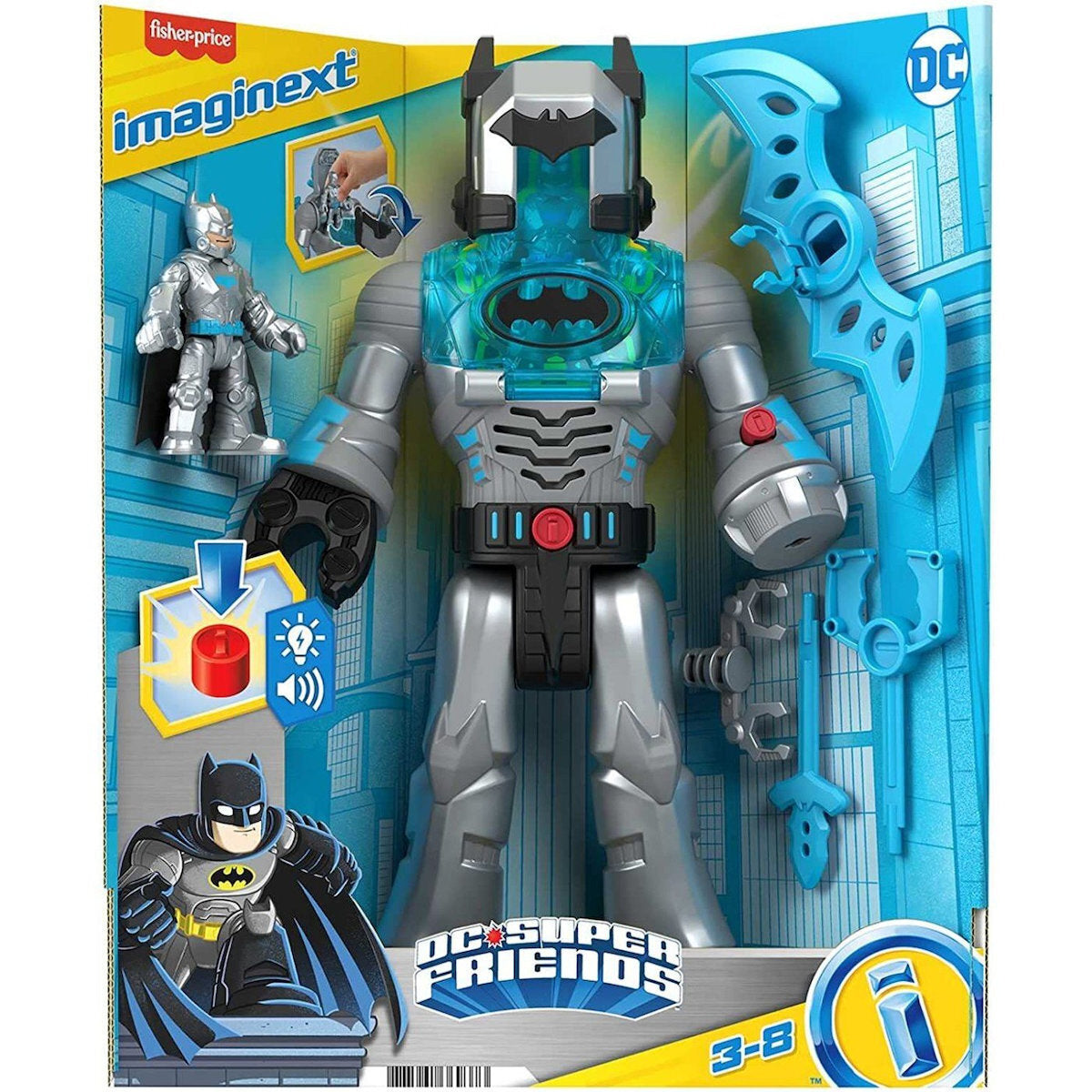 Fisher Price Imaginext DC Super Friends Robot Batman in Costum Gri 30cm