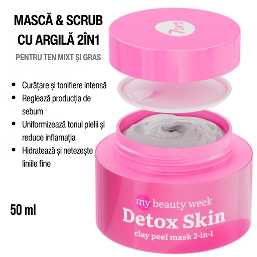7DAYS Masca Exfolianta cu Argila 2in1 My Beauty Week Detox Skin 50ml