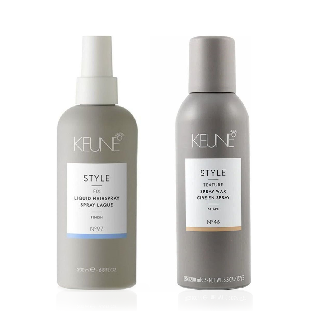 Set Keune Fixativ Liquid Hairspray 200ml si Spray Wax 200ml