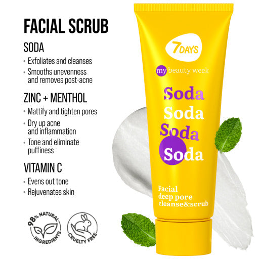 7DAYS Exfoliant Facial My Beauty Week Soda Curatare Profunda 80ml - Pentru Ten Gras