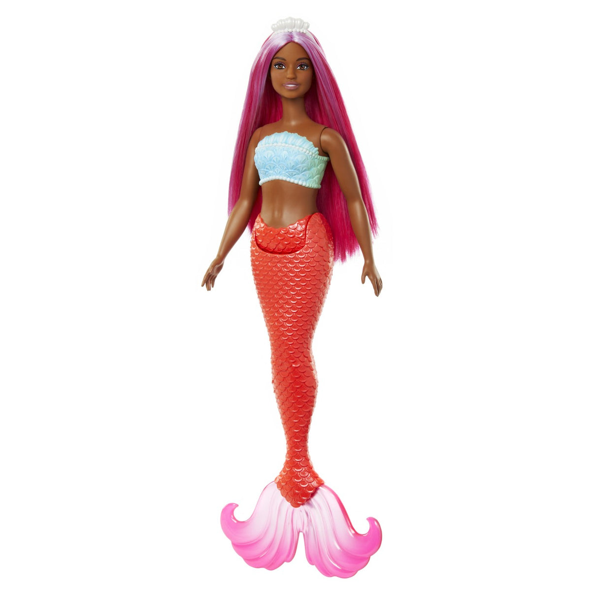 Barbie Dreamtopia Papusa Sirena cu Par Magenta si Coada Portocalie 32cm