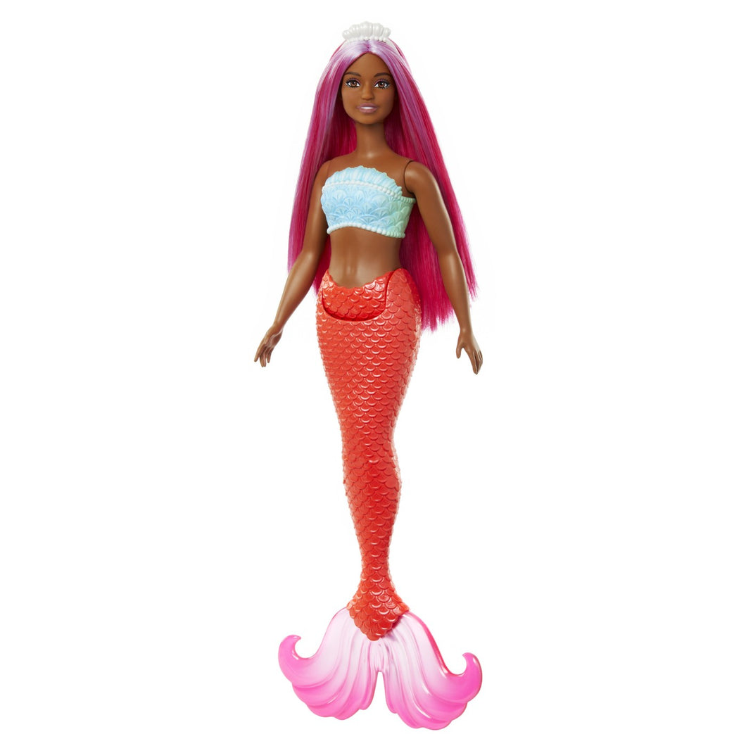 Barbie Dreamtopia Papusa Sirena cu Par Magenta si Coada Portocalie