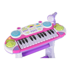 AS Instrument Muzical Pianina Electronica Malplay cu Scaun si Microfon Roz