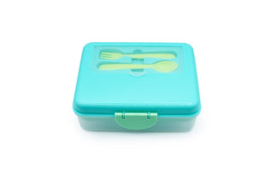 Melii Cutie Pranz Bento 2 Nivele cu Tacamuri Blue Mint Lime