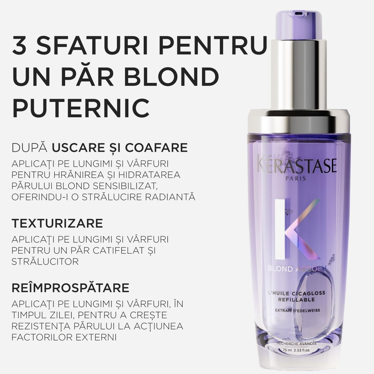 Kerastase Blond Absolu L'Huile Cicagloss - Ulei Pentru Par Blond Reincarcabil 75ml - Beauty Lounge