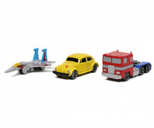 Încarcă imaginea în Galerie, Jada Toys Transformers Set 3 Nano Masinute Metalice 4cm
