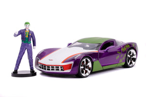 Jada Toys Batman Masinuta Metalica Chevy Corvette Stingray 2009 si Figurina Joker