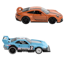 Încarcă imaginea în Galerie, Hot Wheels Set 2 Masinute Metalice Pull Back Gt-Scorcher si Porsche 911 Gt3
