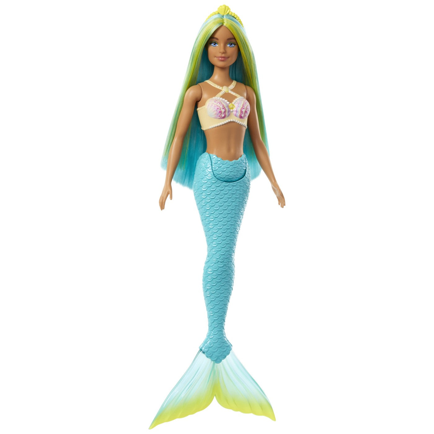 Barbie Dreamtopia Papusa Sirena cu Corset Galben si Coada Albastra 32cm