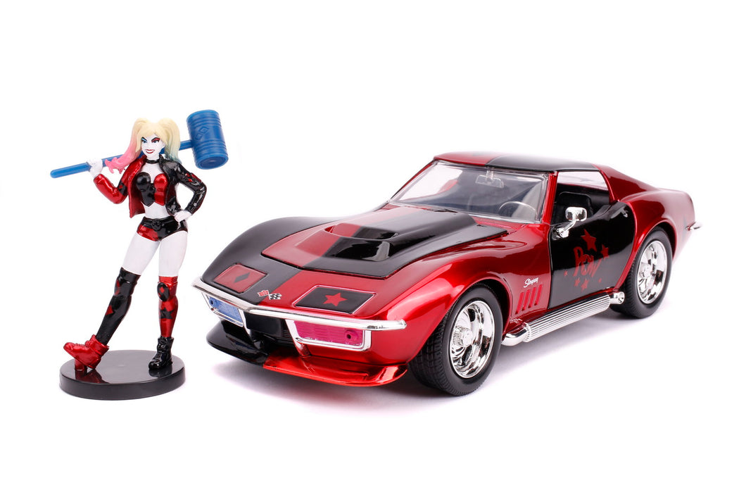 Jada Toys Masinuta din Metal Harley Quinn 1969 Chevy Corvette