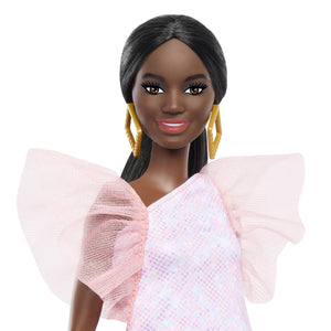 Barbie Papusa Fashionista Afro-Americana cu Rochie Peach