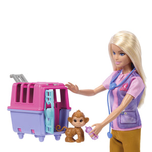 Barbie You Can Be Set Papusa cu Doua Animalute din Jungla