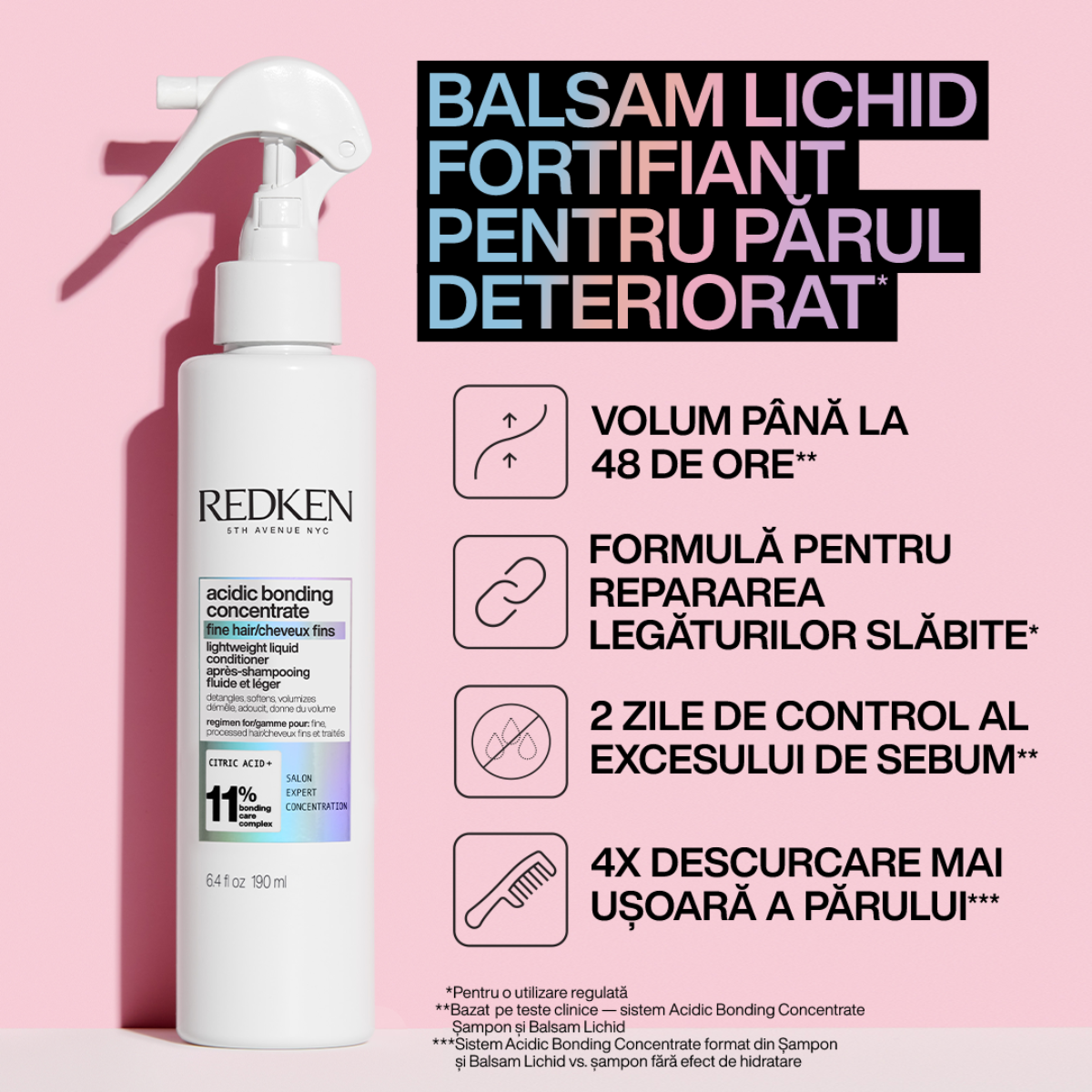 Redken Acidic Bonding Concentrate - Balsam Lichid Intens Revitalizant Pentru Parul Fin 190ml - Beauty Lounge