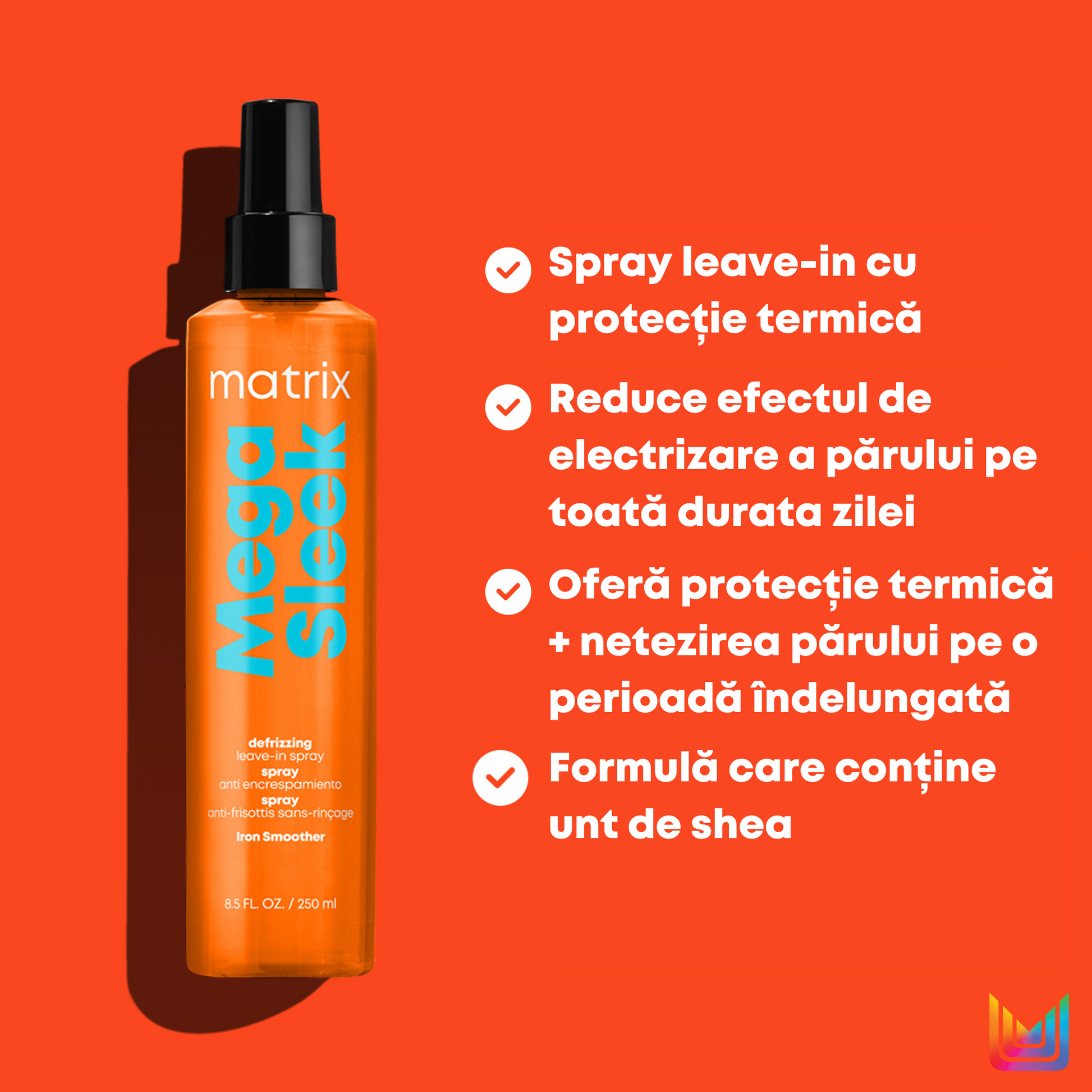 Matrix Total Results Mega Sleek Iron Smoother - Spray cu Protectie Termica Pentru Par Rebel 250ml - Beauty Lounge