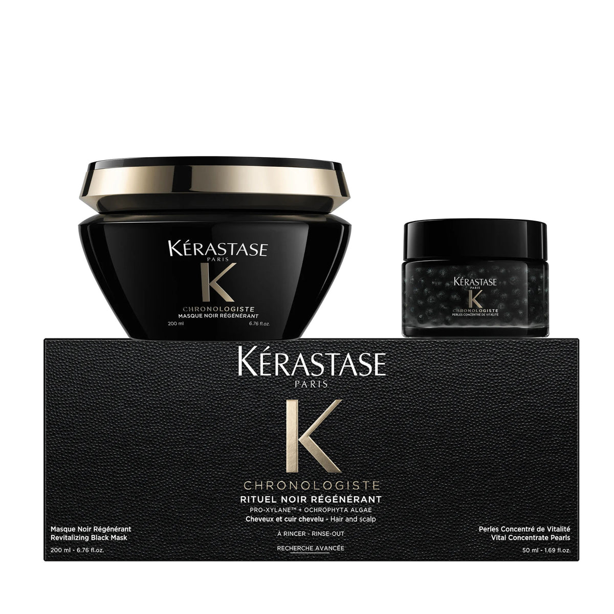 Kerastase Chronologiste Rituel Noir Regenerant - Tratament Luxos Masca 200ml si Perle 50ml
