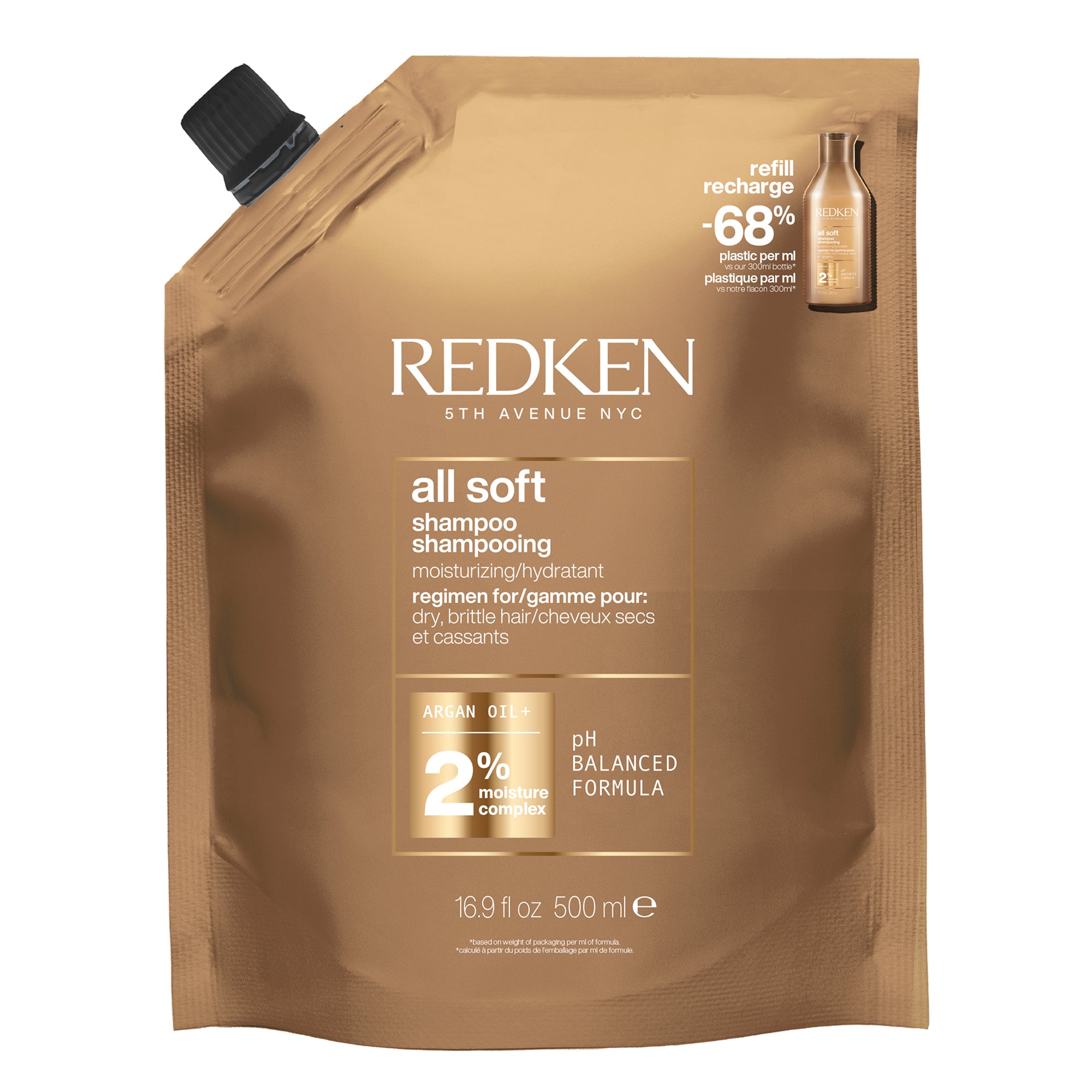 Redken All Soft - Rezerva Sampon cu Ulei de Argan Pentru Parul Uscat 500ml - Beauty Lounge