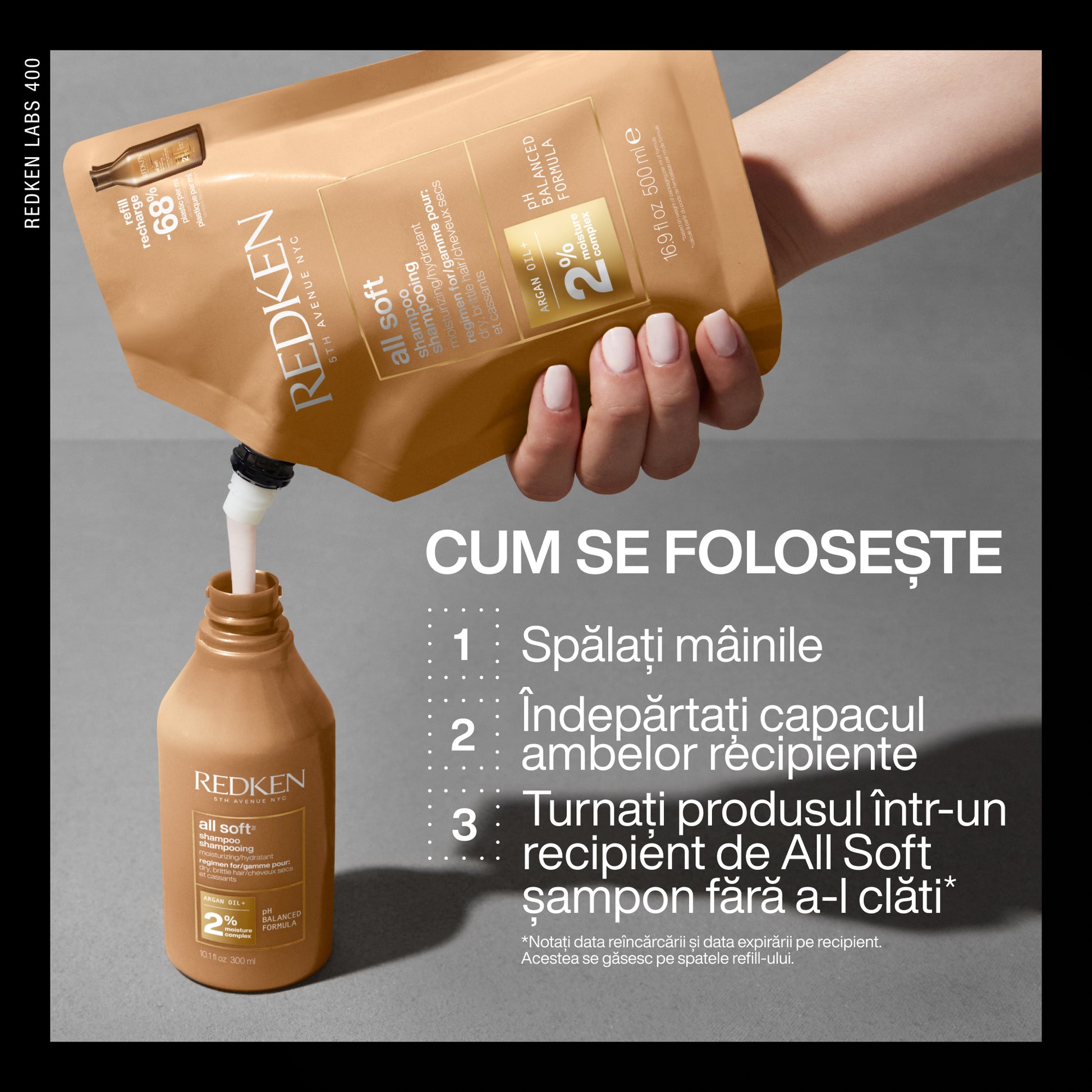 Redken All Soft - Rezerva Sampon cu Ulei de Argan Pentru Parul Uscat 500ml - Beauty Lounge