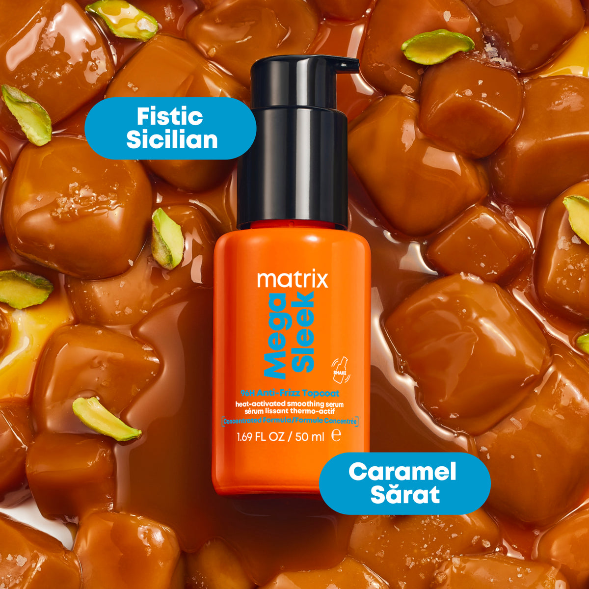Matrix Mega Sleek 96H Anti-Frizz 50ml Topcoat - Serum Concentrat Pentru Netezire