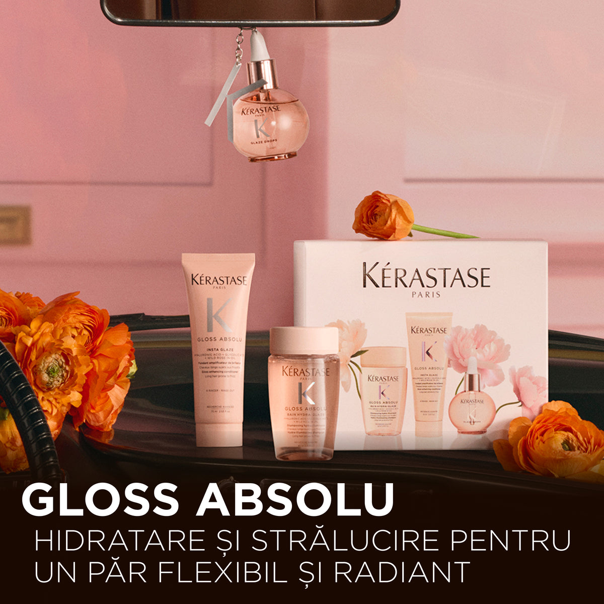 Kerastase Gloss Absolu Set - Bain Hydra-Glaze 80ml + Fondant Insta Glaze 75ml + Glaze Drops 45ml