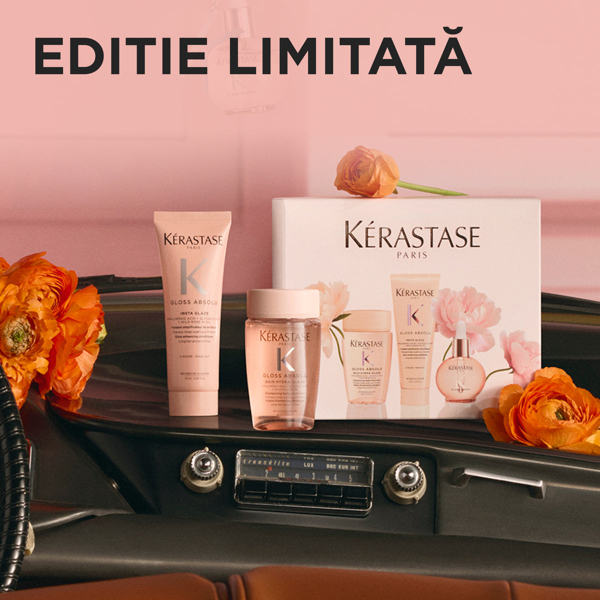 Kerastase Gloss Absolu Set - Bain Hydra-Glaze 80ml + Fondant Insta Glaze 75ml + Glaze Drops 45ml