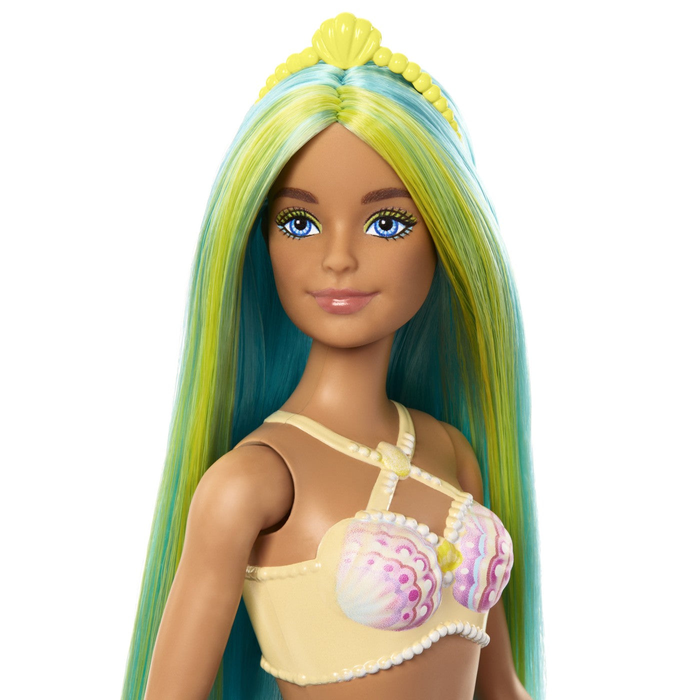 Barbie Dreamtopia Papusa Sirena cu Corset Galben si Coada Albastra 32cm