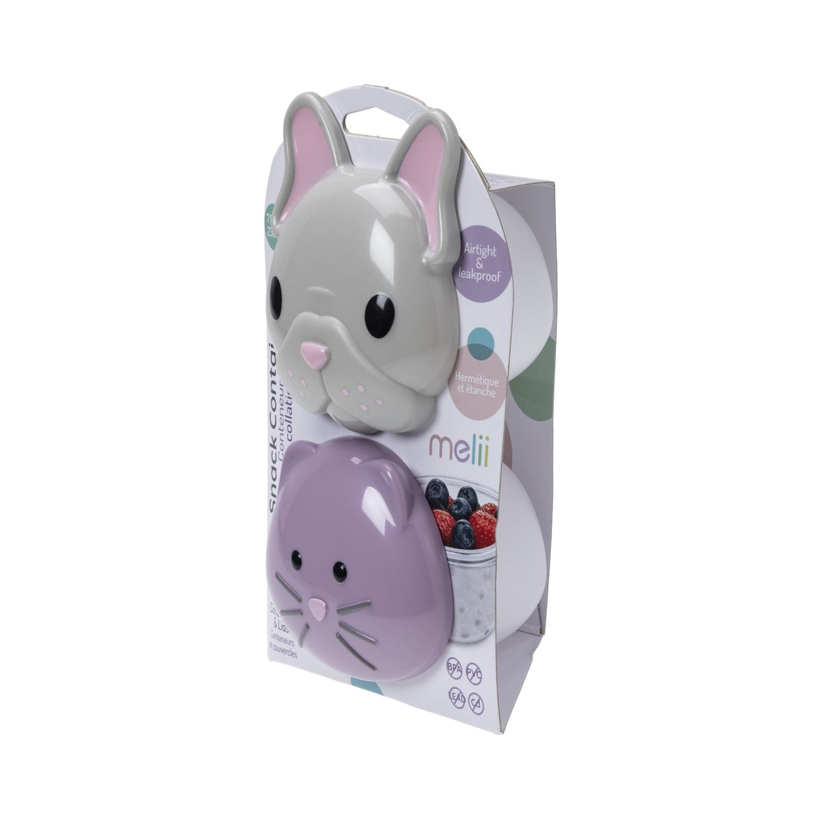 Melii Set 2 Recipiente Hrana Bebe Model Bulldog and Cat