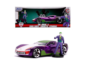 Jada Toys Batman Masinuta Metalica Chevy Corvette Stingray 2009 si Figurina Joker