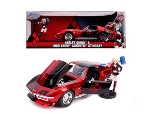 Jada Toys Masinuta din Metal Harley Quinn 1969 Chevy Corvette