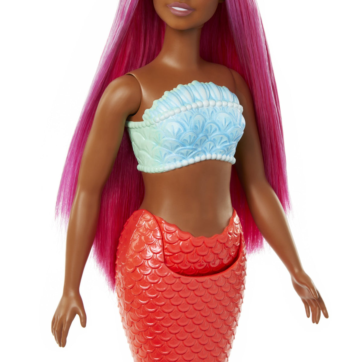 Barbie Dreamtopia Papusa Sirena cu Par Magenta si Coada Portocalie 32cm
