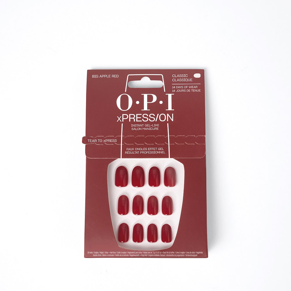 OPI xPress-On Kit Unghii False cu Efect de Gel - Big Apple Red - Classic