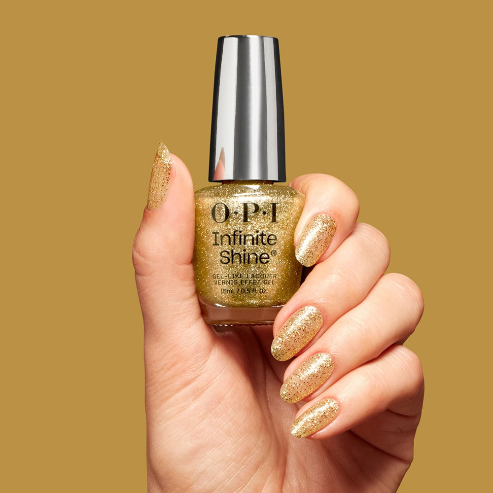 OPI Infinite Shine Sugarlips on My Tips 15ml - Lac de Unghii cu Efect de Gel Auriu