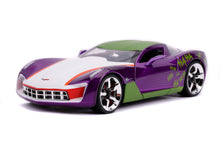 Încarcă imaginea în Galerie, Jada Toys Batman Masinuta Metalica Chevy Corvette Stingray 2009 si Figurina Joker
