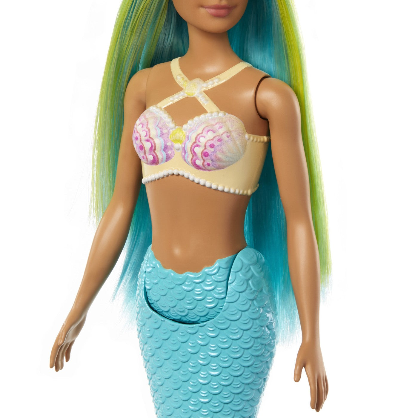Barbie Dreamtopia Papusa Sirena cu Corset Galben si Coada Albastra 32cm