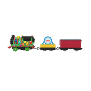 Fisher Price Thomas Locomotiva Motorizata Percy cu 2 Vagoane