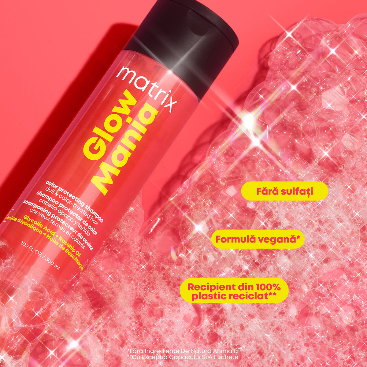 Matrix Glow Mania Shampoo 300ml - Sampon Pentru Mentinerea Culorii si Par Stralucitor