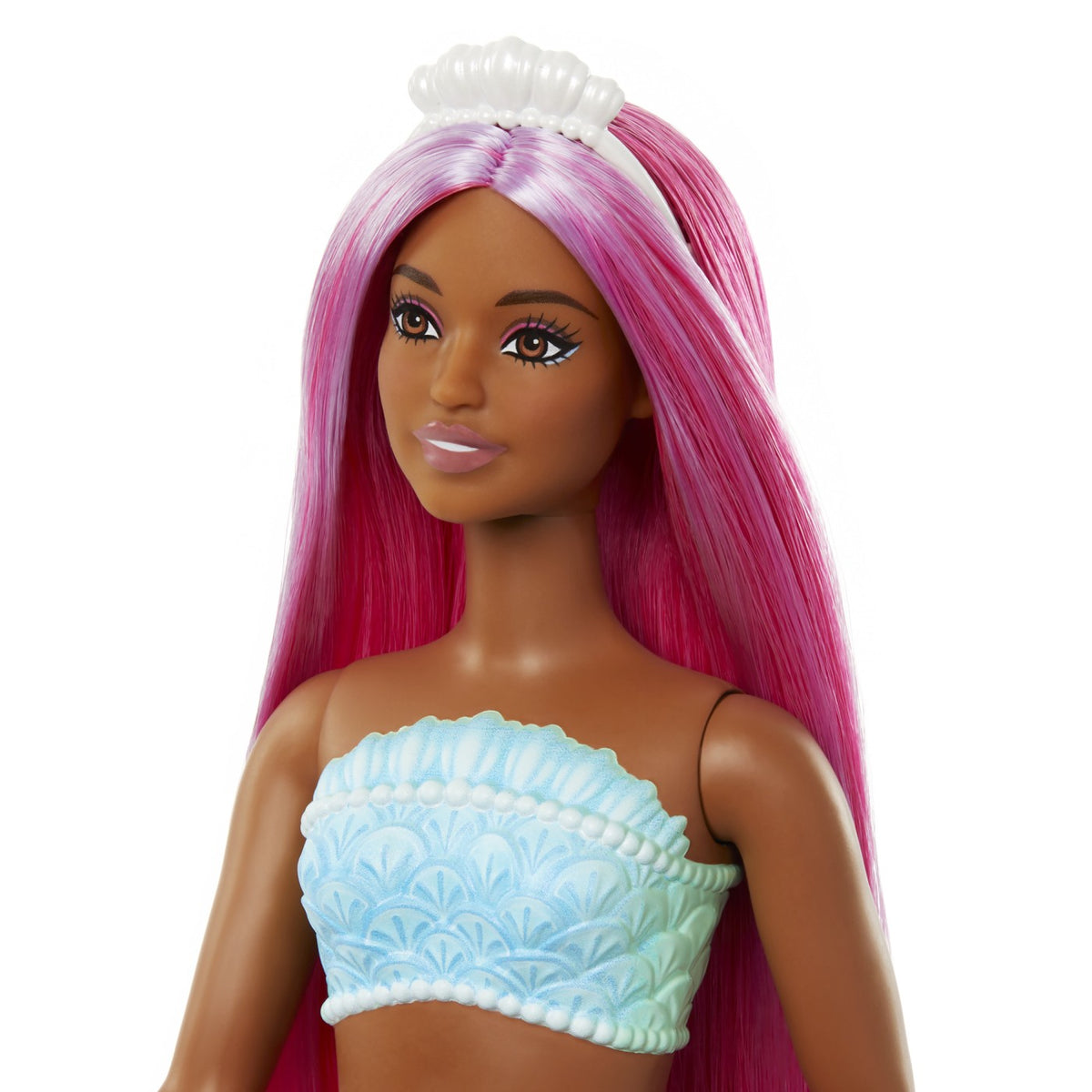 Barbie Dreamtopia Papusa Sirena cu Par Magenta si Coada Portocalie 32cm