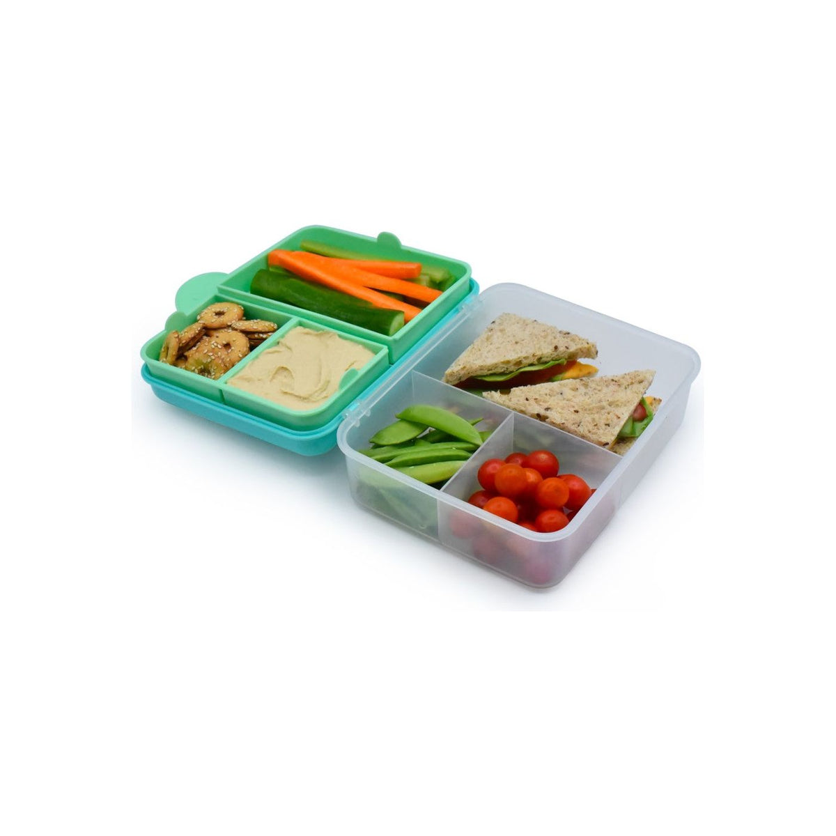 Melii Cutie Pranz Bento 2 Nivele cu Tacamuri Blue Mint Lime
