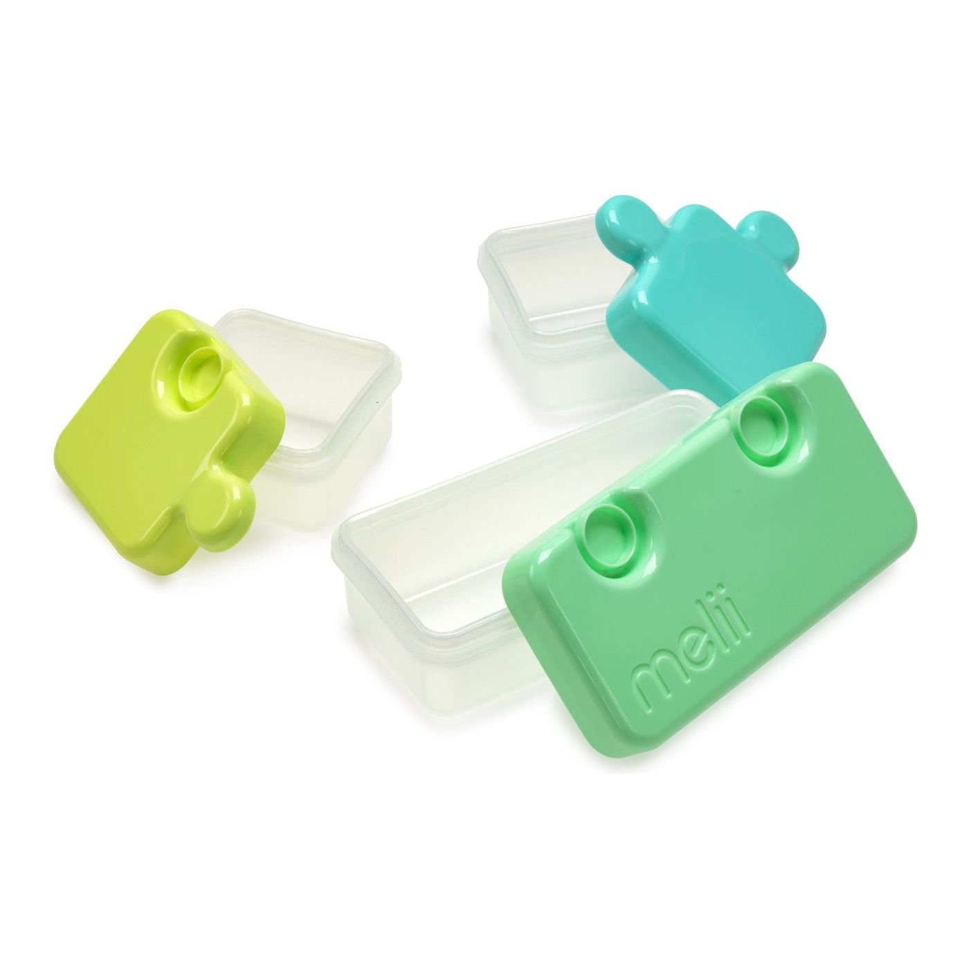 Melii Recipient Hrana Bebe Model Puzzle Albastru and Verde