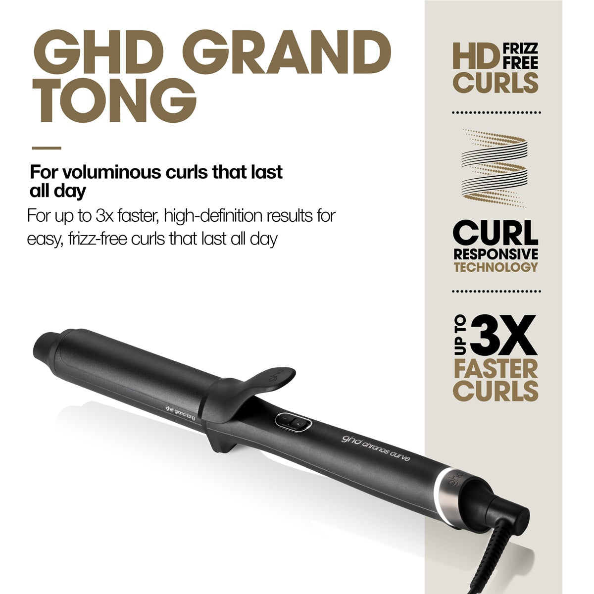 GHD Chronos Curve Grand Tong 32mm - Ondulator Profesional Pentru Bucle Mari si Volum
