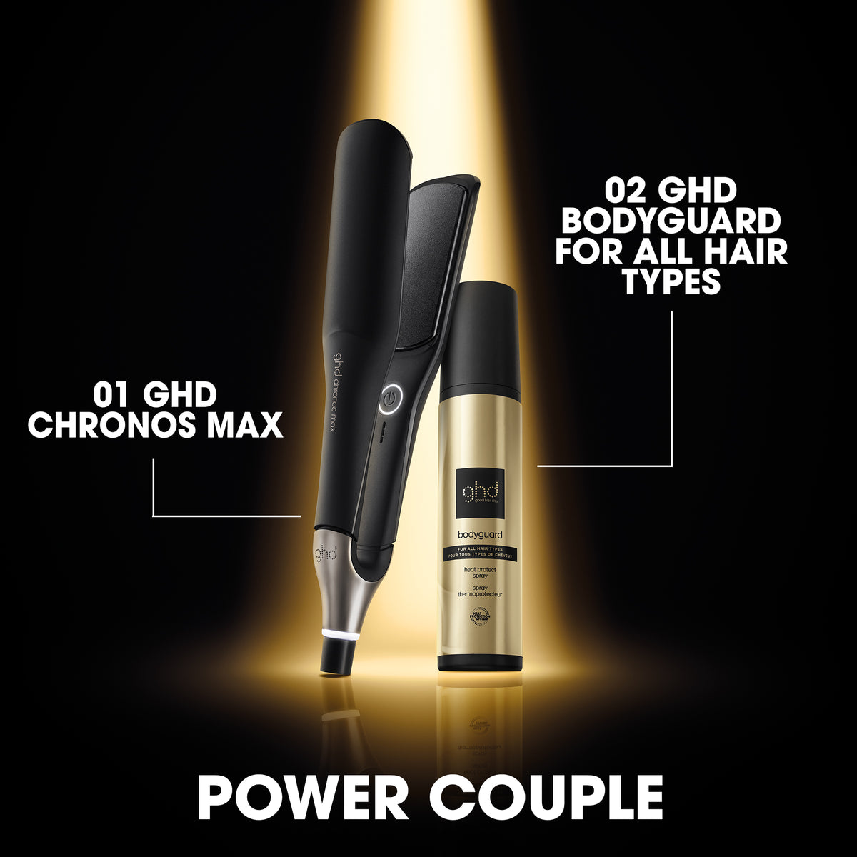 GHD Chronos Max Black Straightener - Placa Lata cu Tehnologie HD Motion Responsive