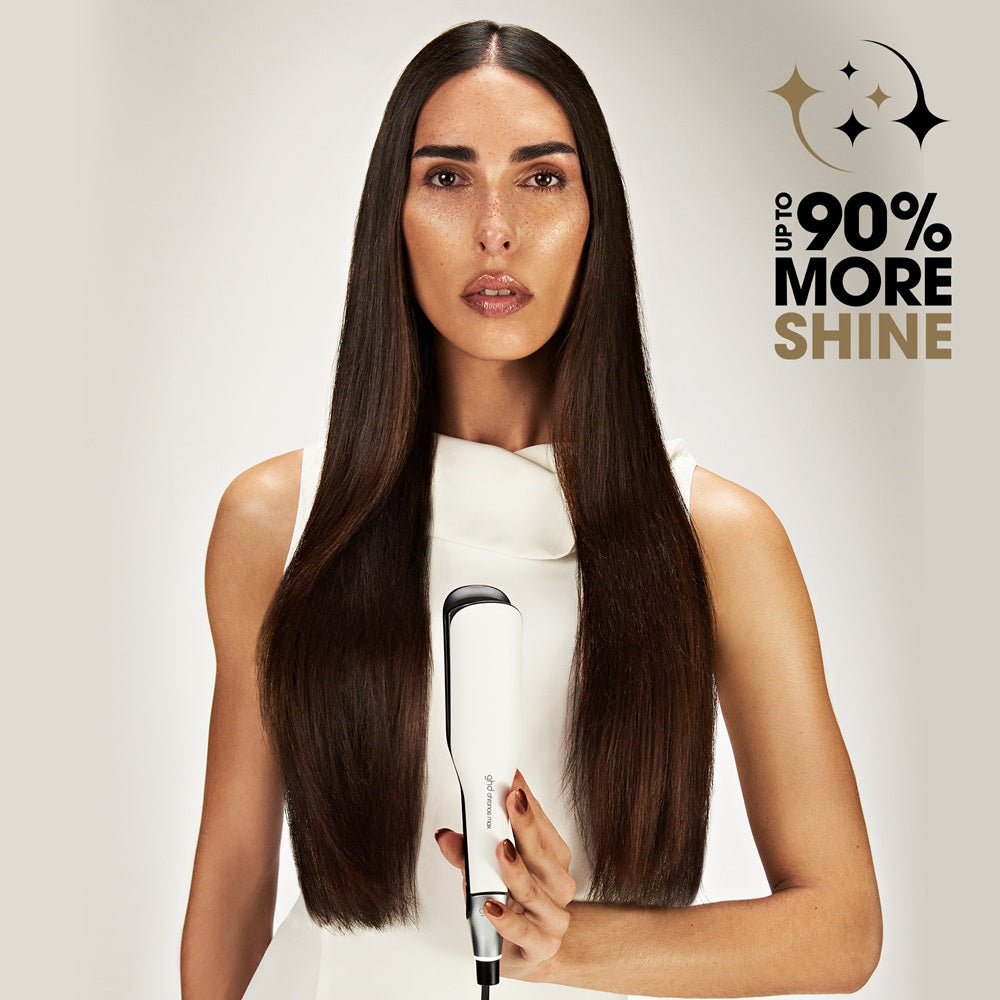 GHD Chronos Max White Straightener - Placa Lata HD Motion Responsive Pentru Par Gros
