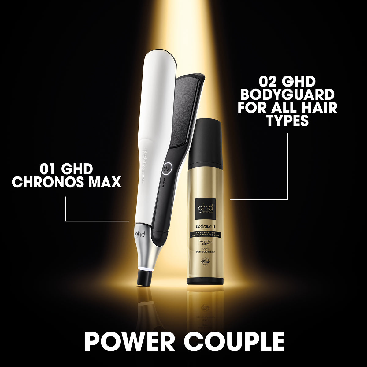 GHD Chronos Max White Straightener - Placa Lata HD Motion Responsive Pentru Par Gros