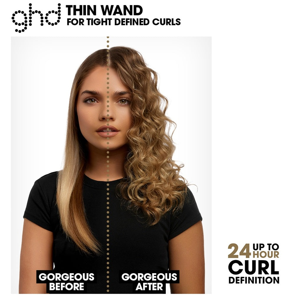 GHD Thin Wand Curl Ondulator Profesional Pentru Bucle Definite si Rezistente Cilindru 14mm