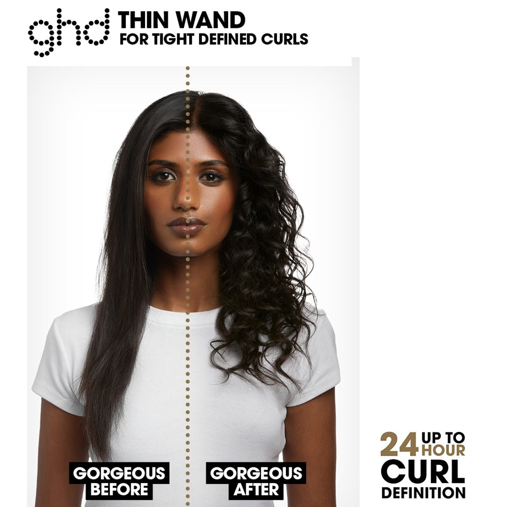 GHD Thin Wand Curl Ondulator Profesional Pentru Bucle Definite si Rezistente Cilindru 14mm