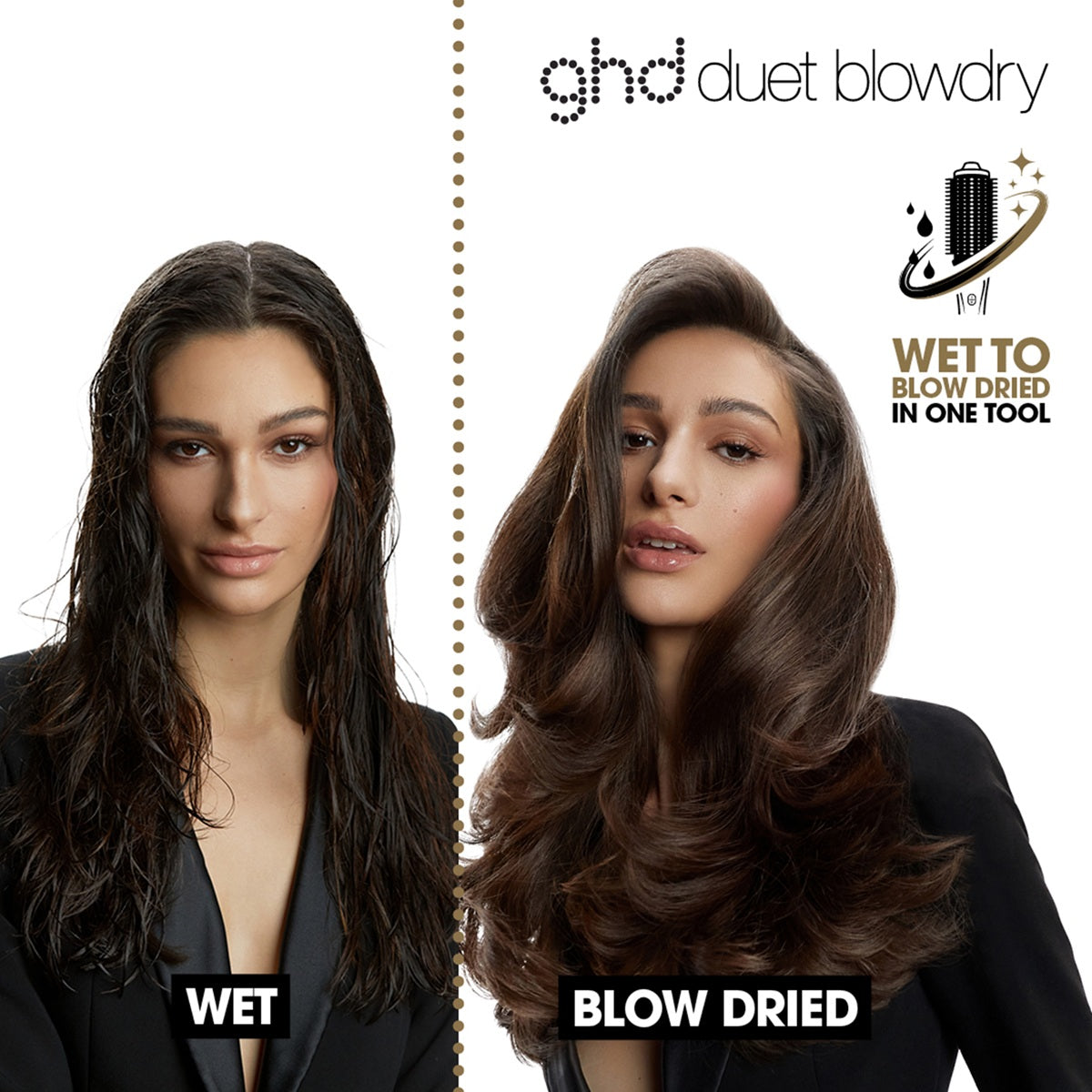 GHD Duet Blow Dry White - Perie Electrica Profesionala 2-in-1 Pentru Uscare si Coafare