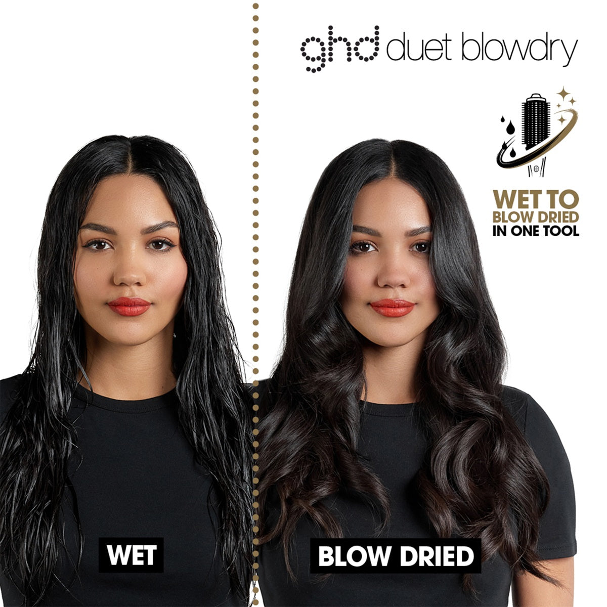 GHD Duet Blow Dry White - Perie Electrica Profesionala 2-in-1 Pentru Uscare si Coafare
