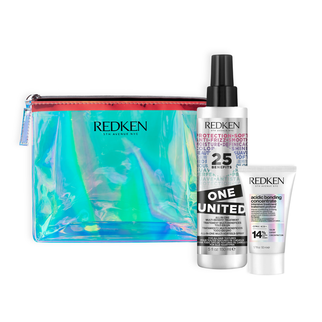 Redken Pentru Par Deteriorat Set  - Leave-in 150ml Acidic Bonding 50ml si Pouch Holographic