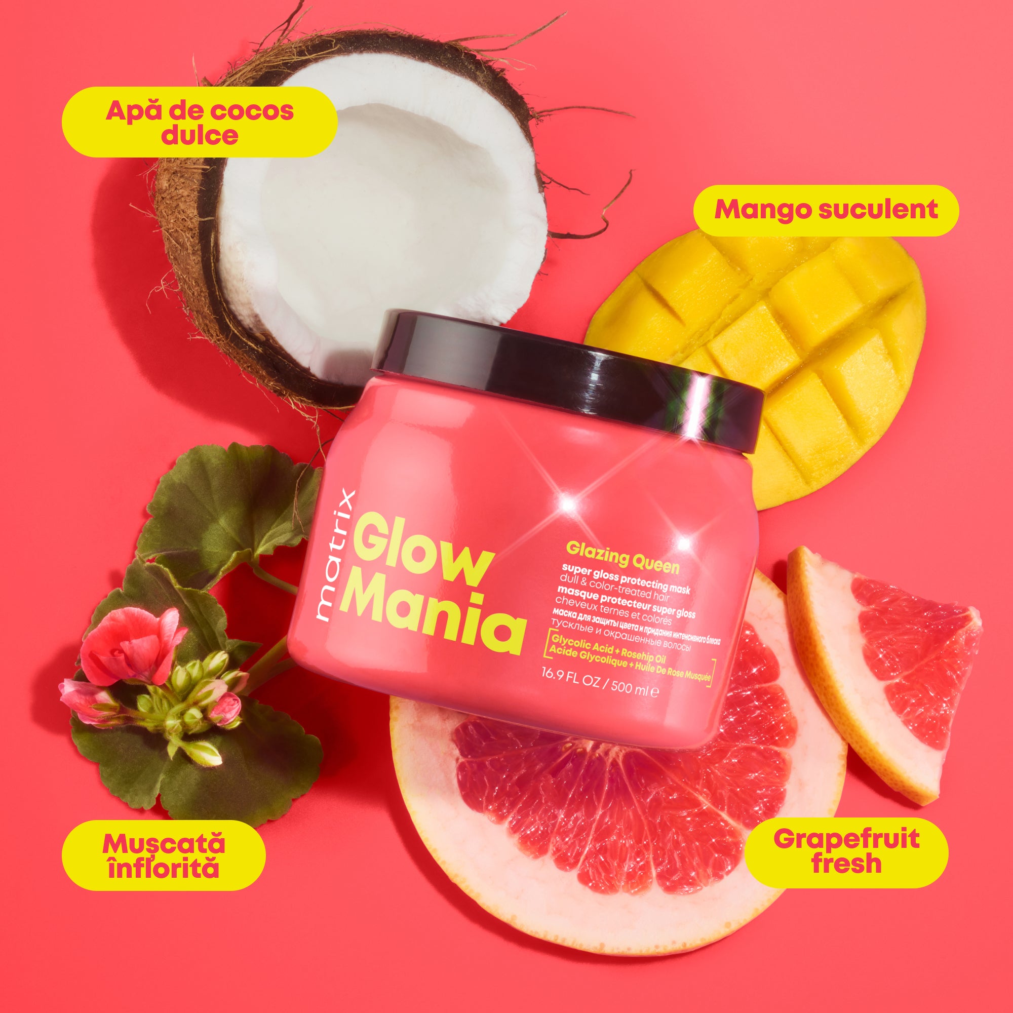 Matrix Glow Mania Mask 500ml - Masca Pentru Mentinerea Culorii si Stralucire